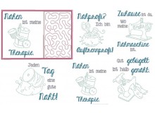 Stickserie ITH Sewing Quotes Mug Rugs